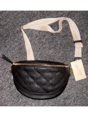 Universal Thread Quilted Black Waist Pack Gold Hardware Adjustable Strap